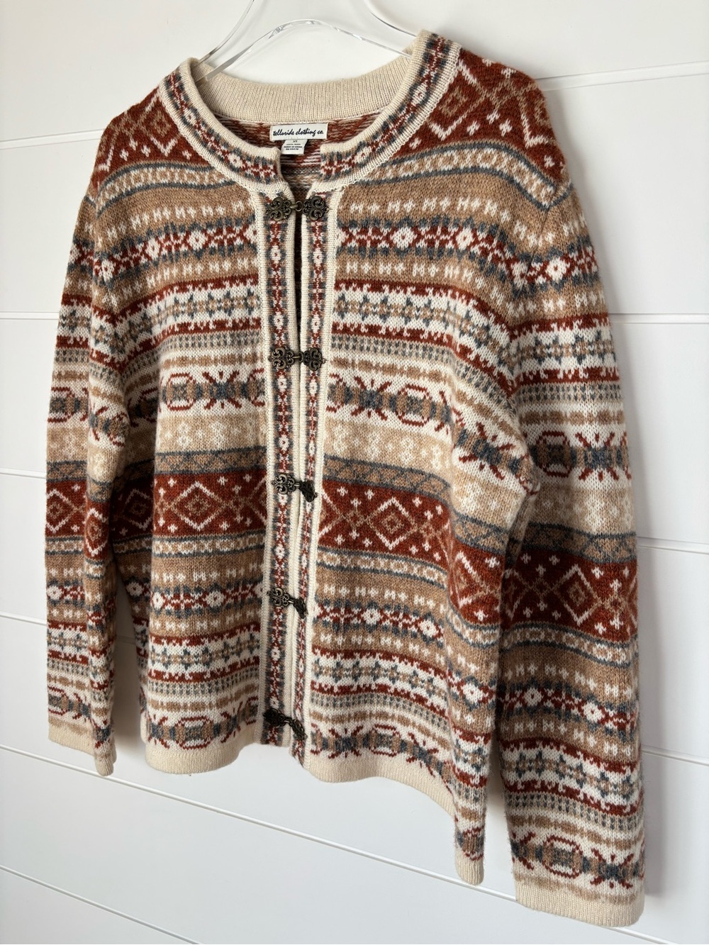 Telluride Clothing Co. 100% Wool Fair Isle Cardigan Sweater Women's XL - Picture 5 of 13